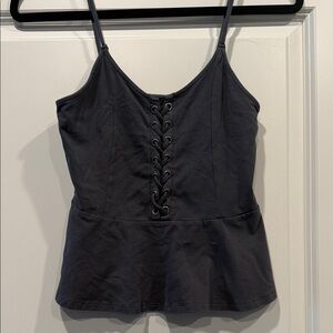American Eagle Outfitters Black Lace-Up Tank Top